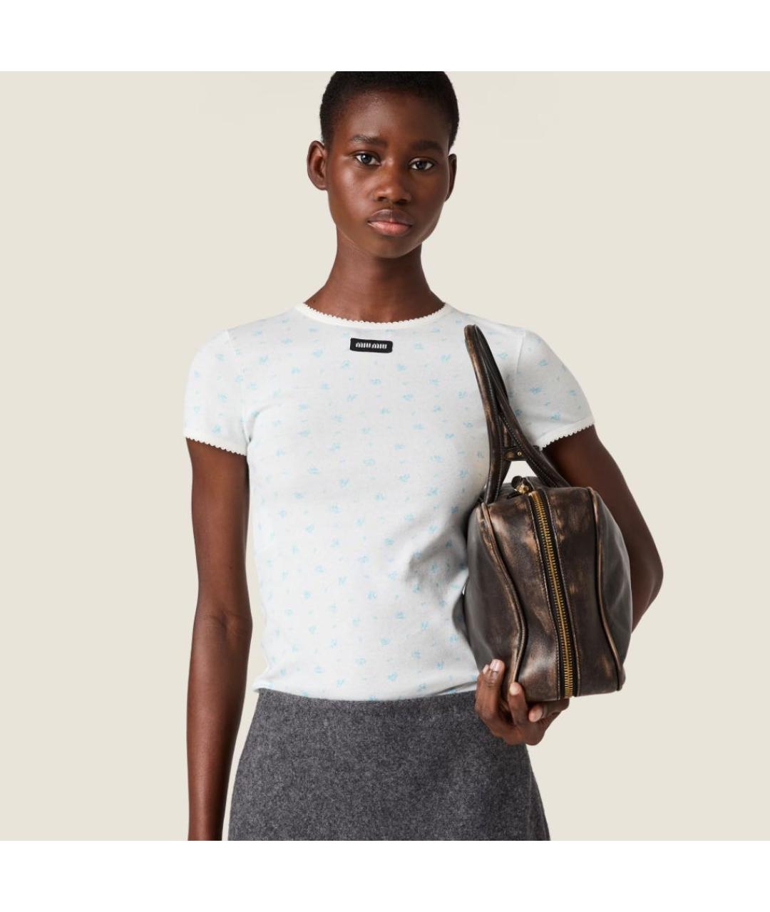 MIU MIU Белая хлопковая футболка, фото 4