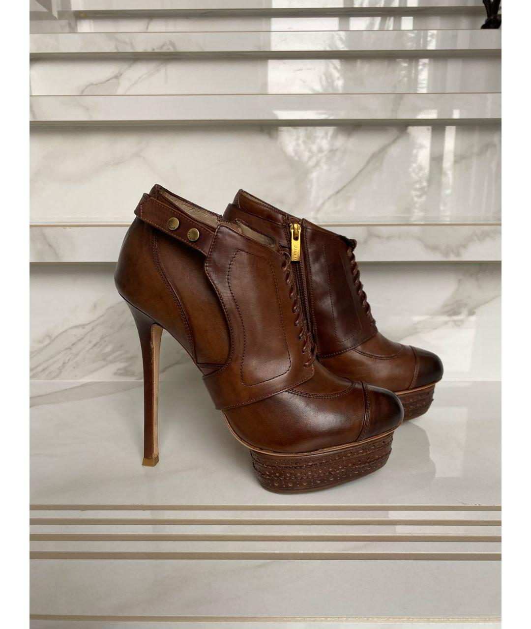 LE SILLA Коричневые кожаные ботильоны, фото 2
