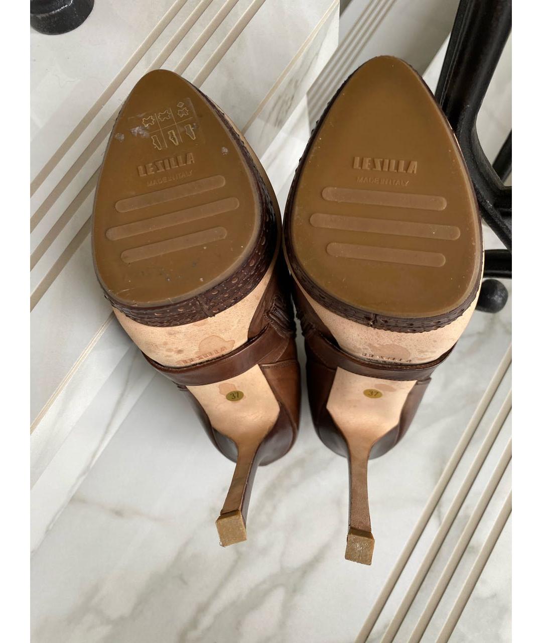 LE SILLA Коричневые кожаные ботильоны, фото 6