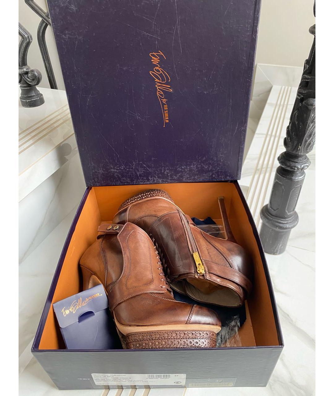 LE SILLA Коричневые кожаные ботильоны, фото 7