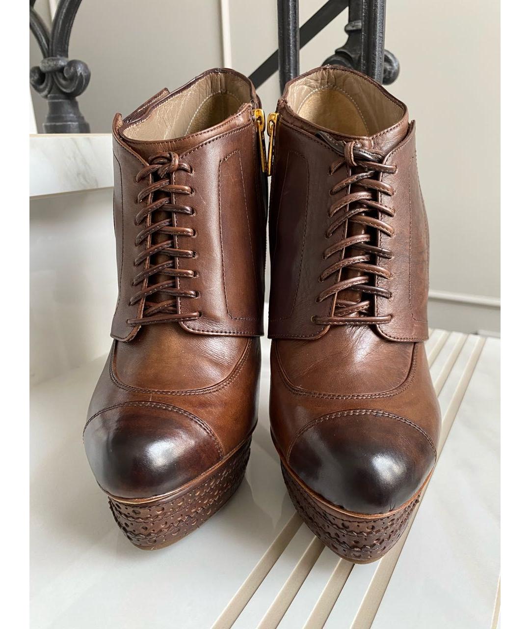 LE SILLA Коричневые кожаные ботильоны, фото 3