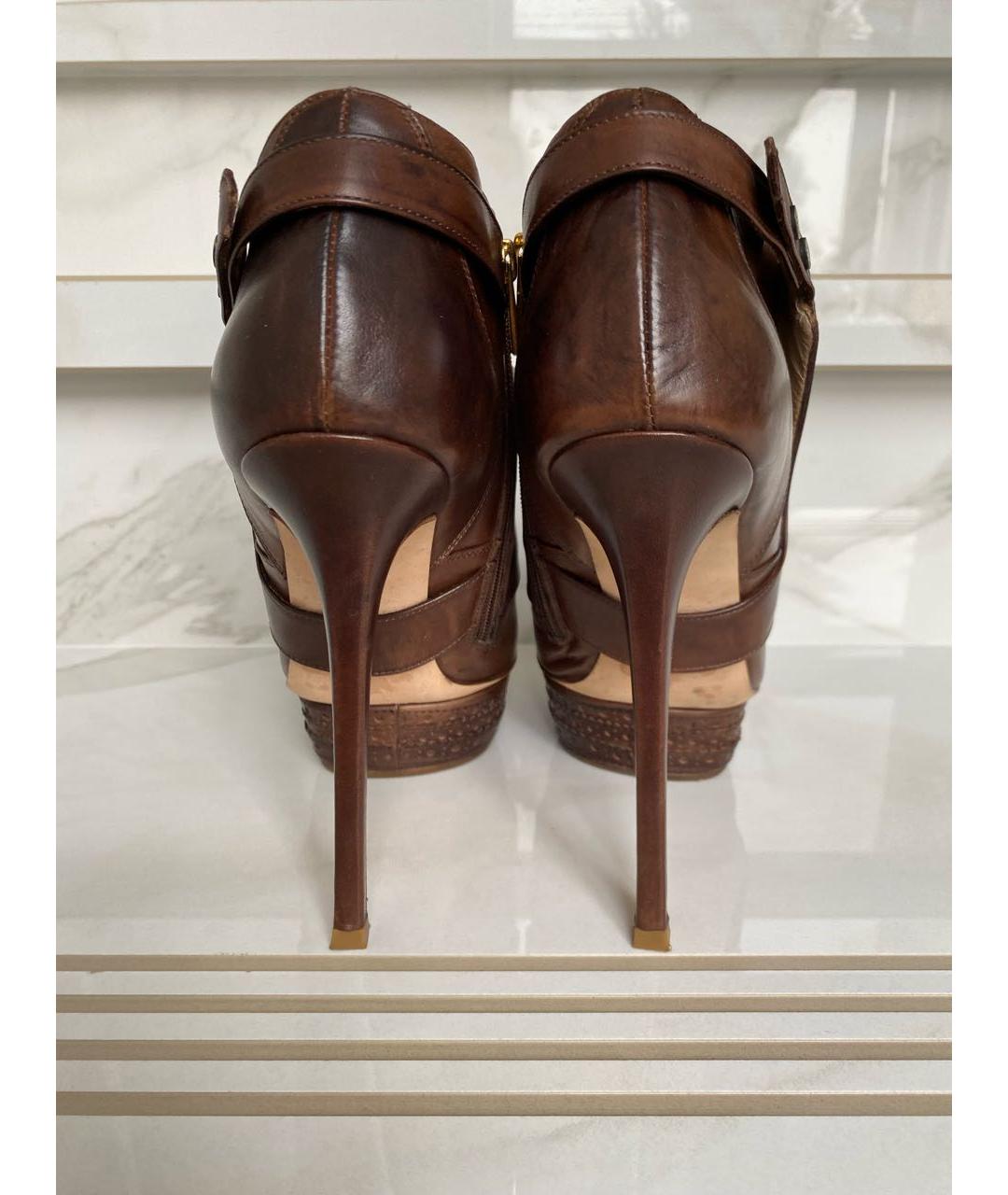 LE SILLA Коричневые кожаные ботильоны, фото 4