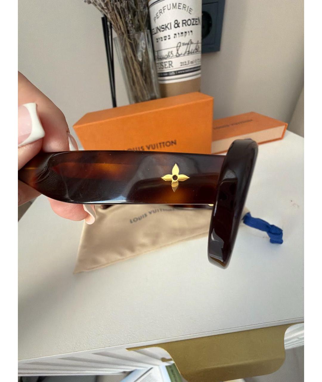 LOUIS VUITTON Коричневые пластиковые солнцезащитные очки, фото 3