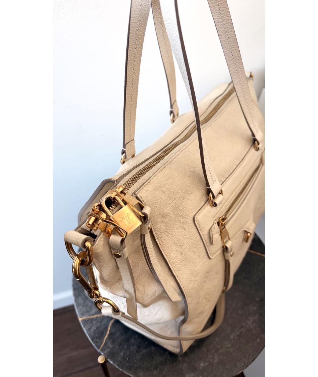 LOUIS VUITTON Бежевая кожаная сумка с короткими ручками, фото 4