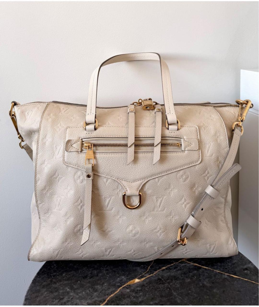 LOUIS VUITTON Бежевая кожаная сумка с короткими ручками, фото 2