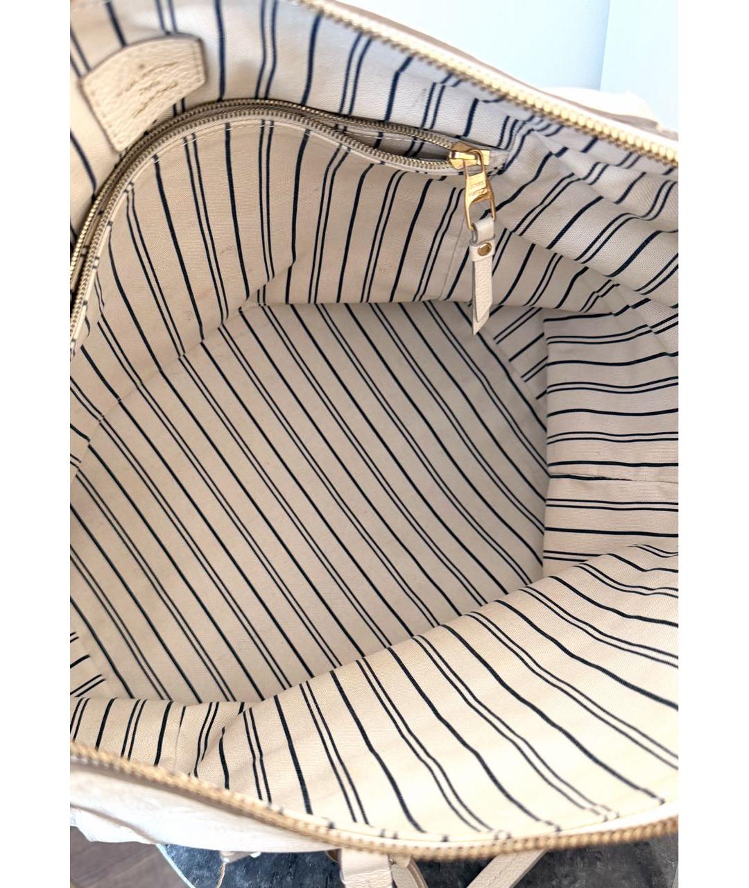 LOUIS VUITTON Бежевая кожаная сумка с короткими ручками, фото 5