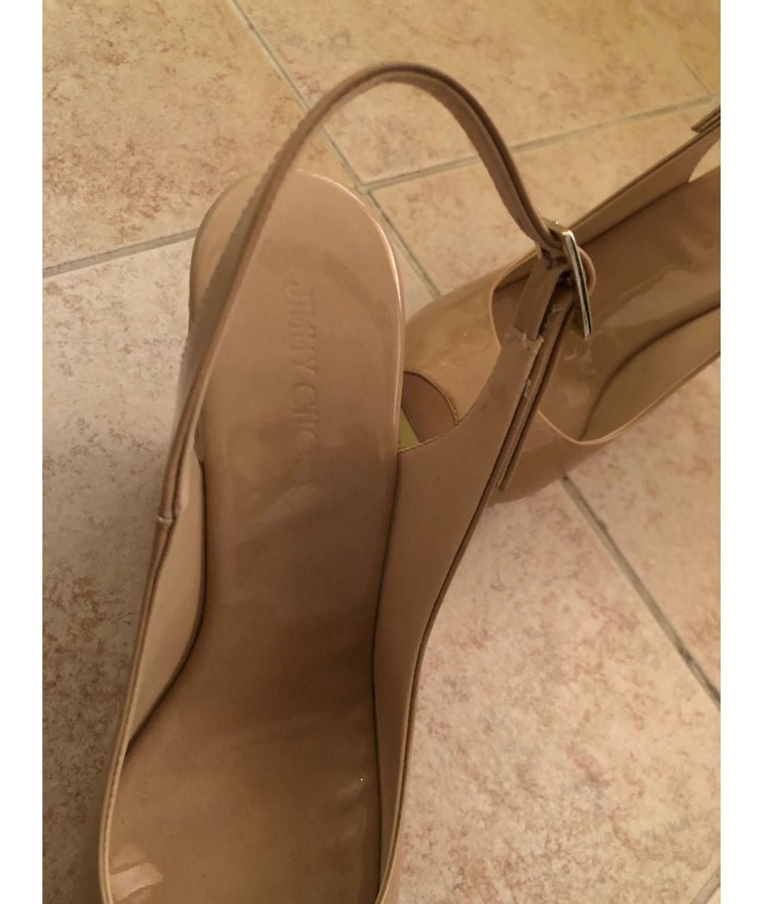 JIMMY CHOO Бежевые кожаные босоножки, фото 2