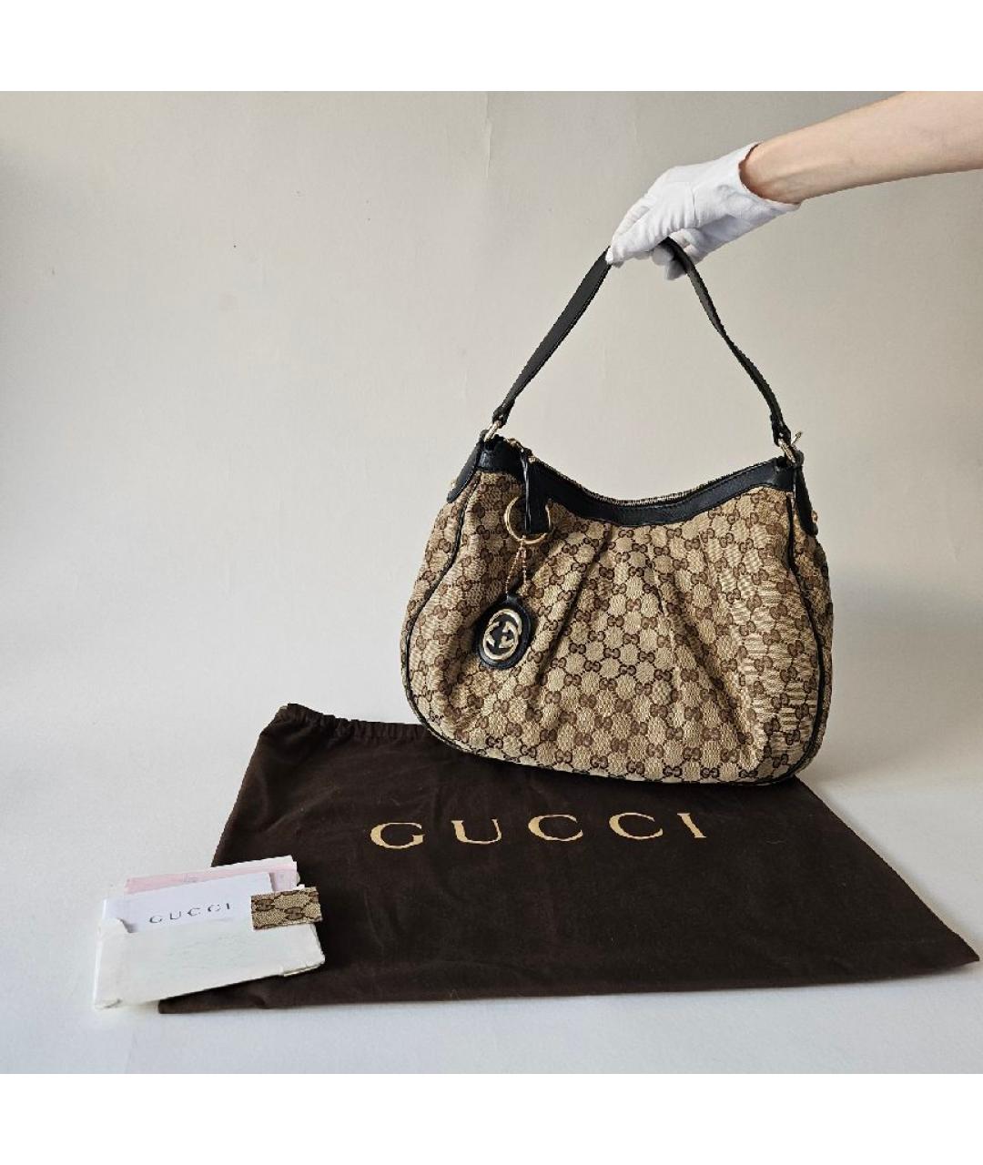 GUCCI Коричневая тканевая сумка через плечо, фото 8