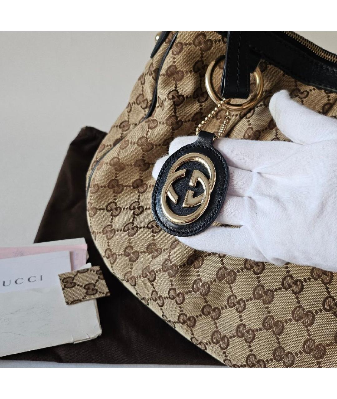 GUCCI Коричневая тканевая сумка через плечо, фото 2