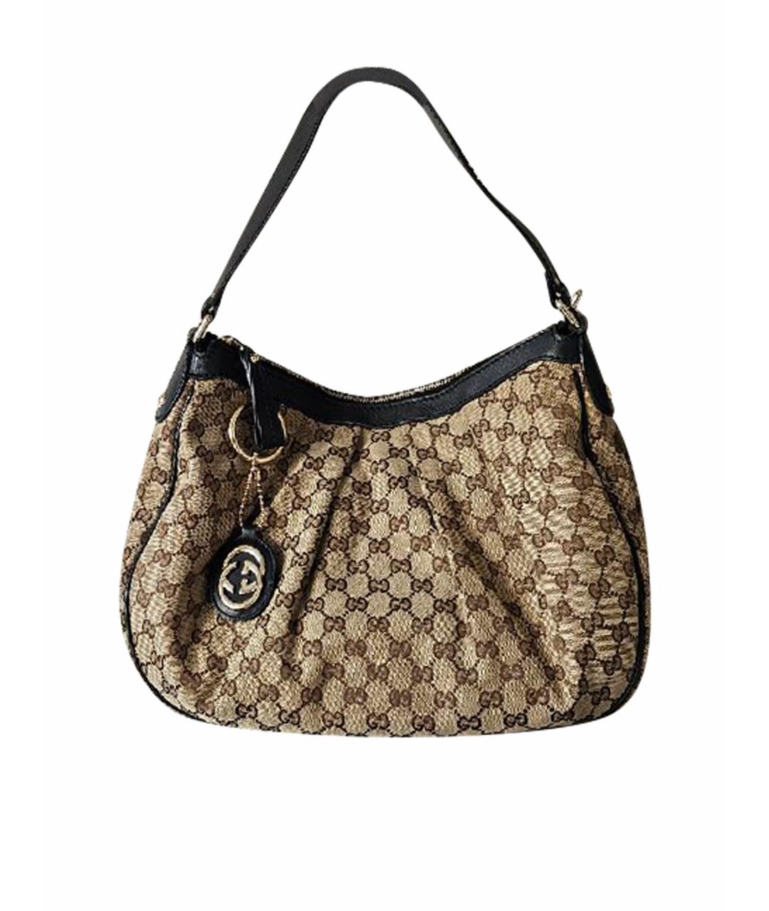 GUCCI Коричневая тканевая сумка через плечо, фото 1