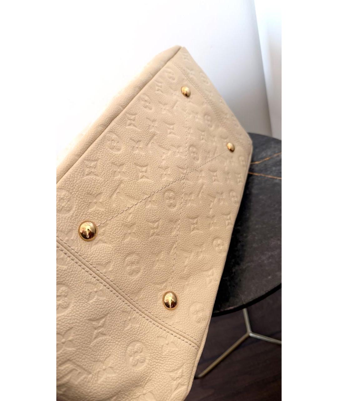 LOUIS VUITTON Бежевая кожаная сумка с короткими ручками, фото 5