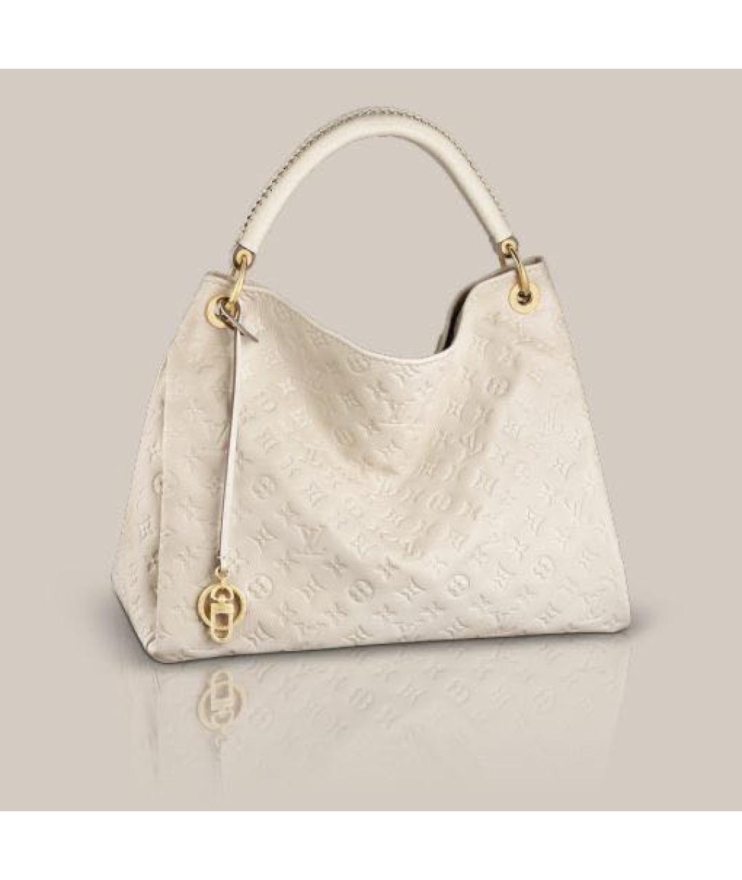 LOUIS VUITTON Бежевая кожаная сумка с короткими ручками, фото 6