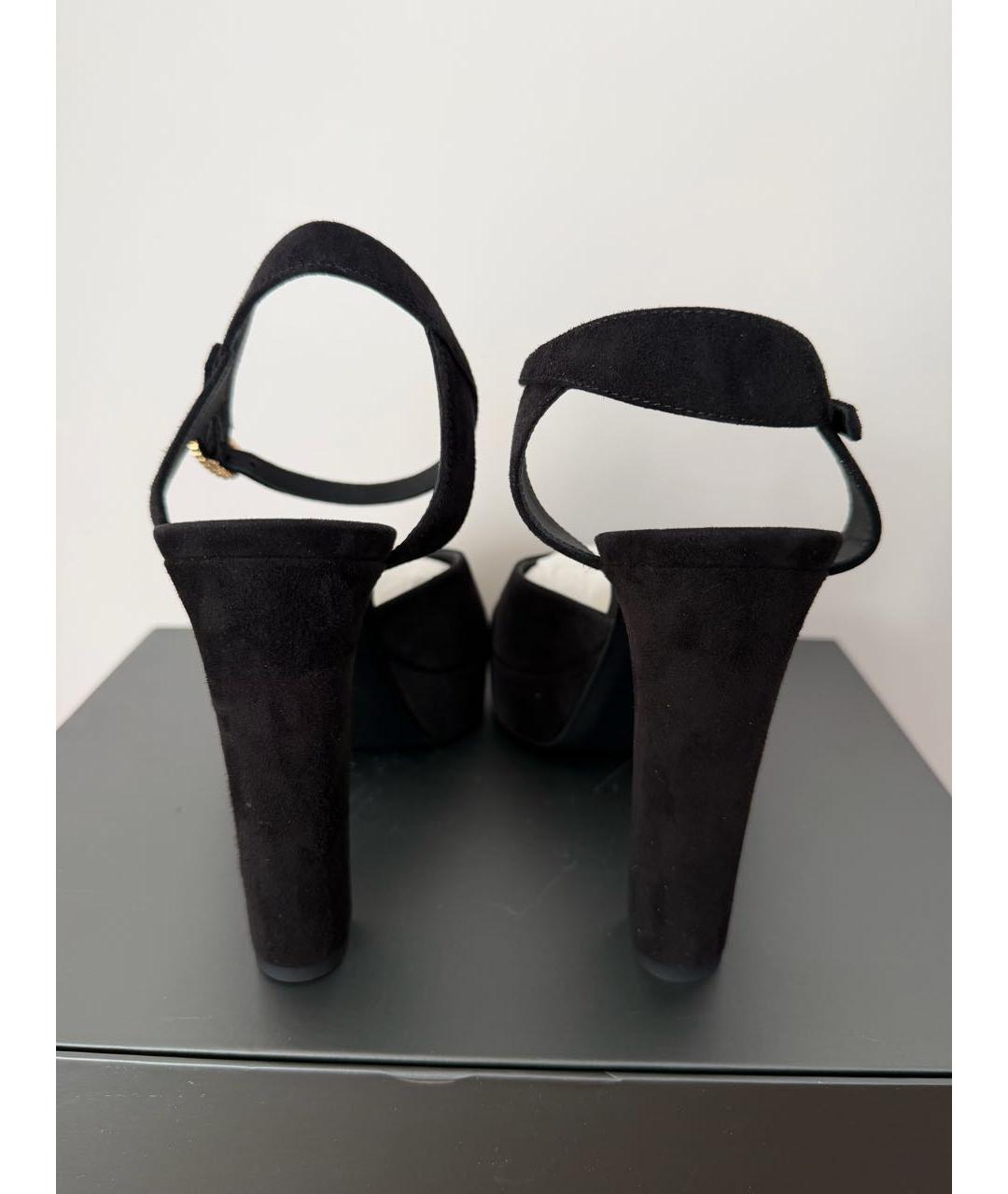 CHANEL Черные замшевые босоножки, фото 4