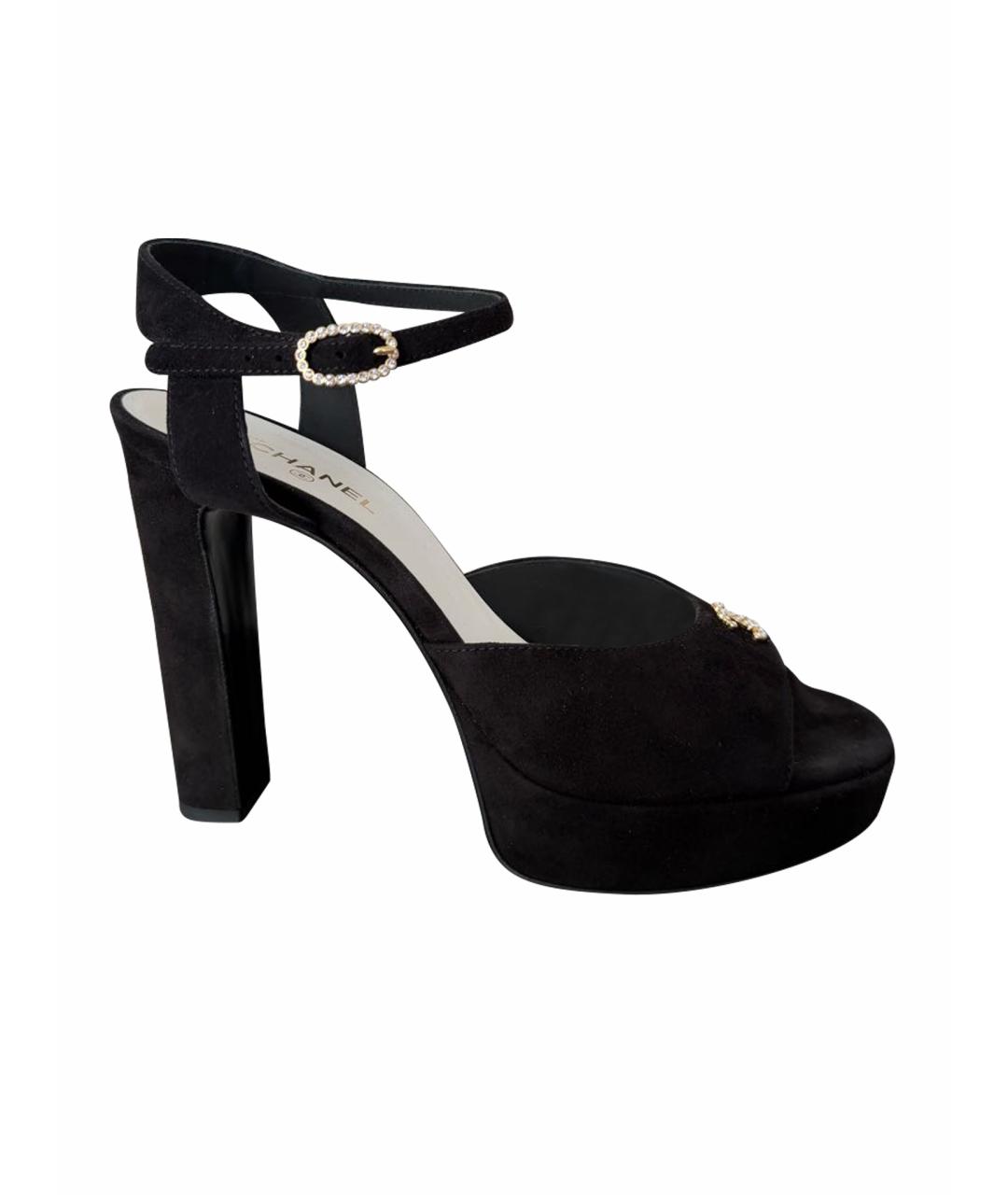 CHANEL Черные замшевые босоножки, фото 1