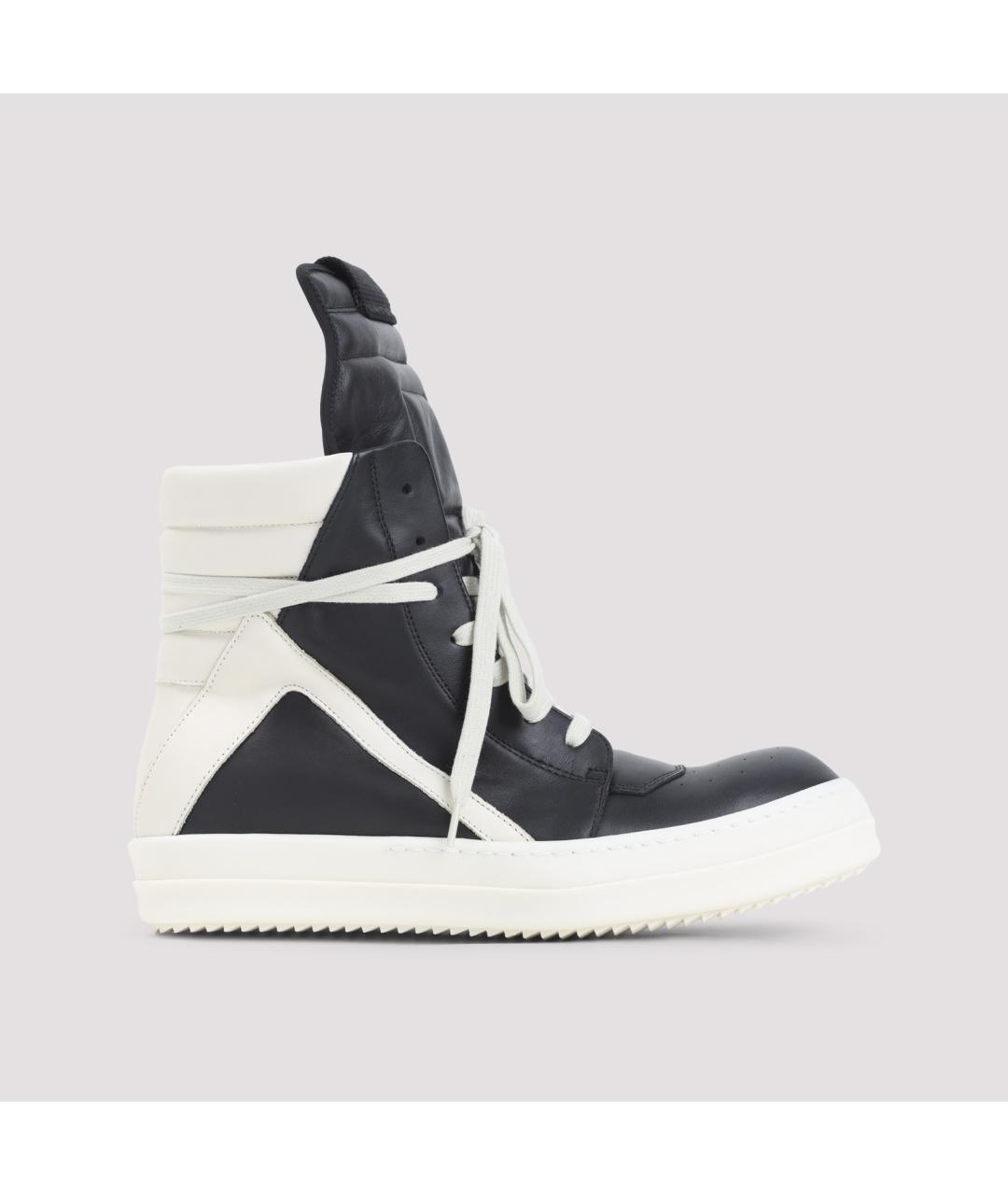 RICK OWENS Черные кожаные высокие кроссовки / кеды, фото 3