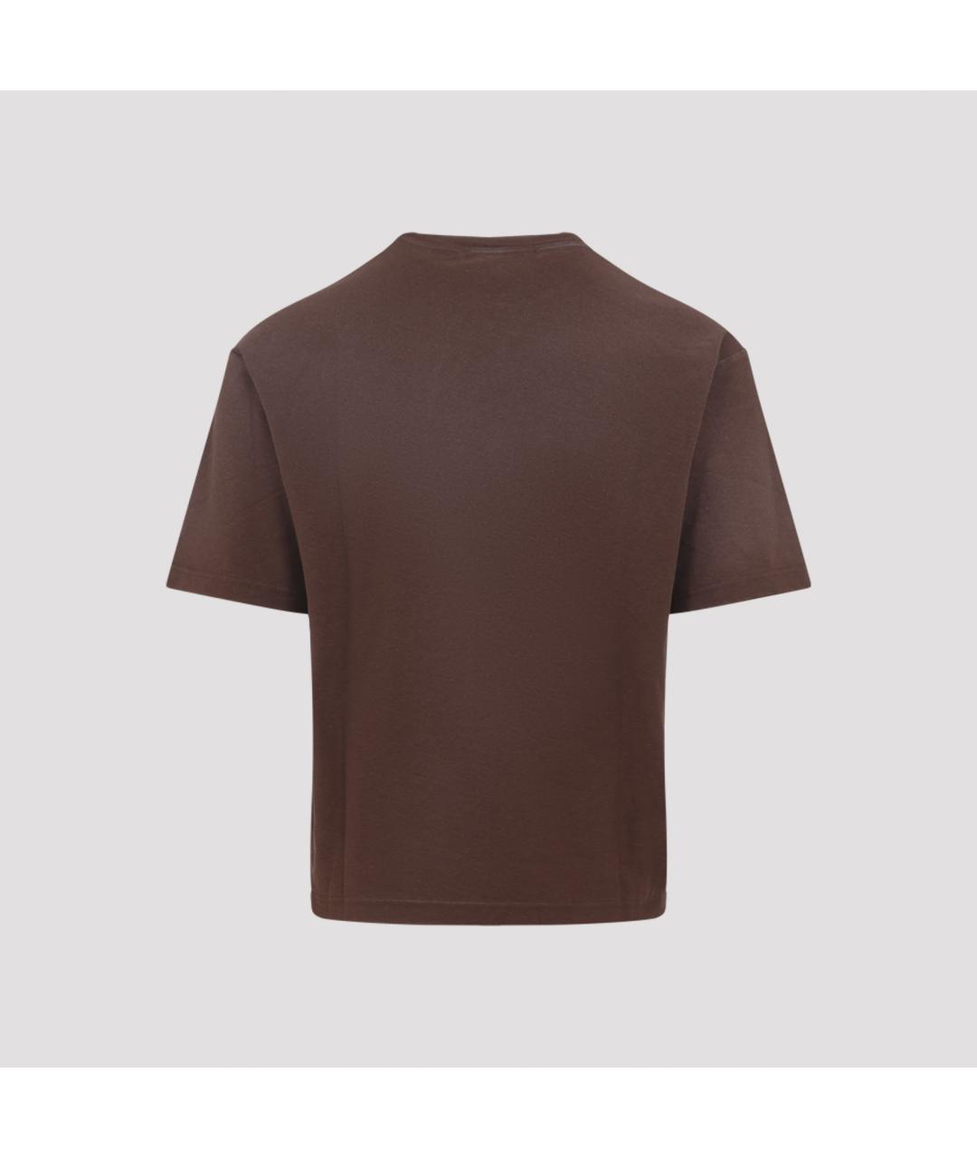 ACNE STUDIOS Коричневая хлопковая футболка, фото 3