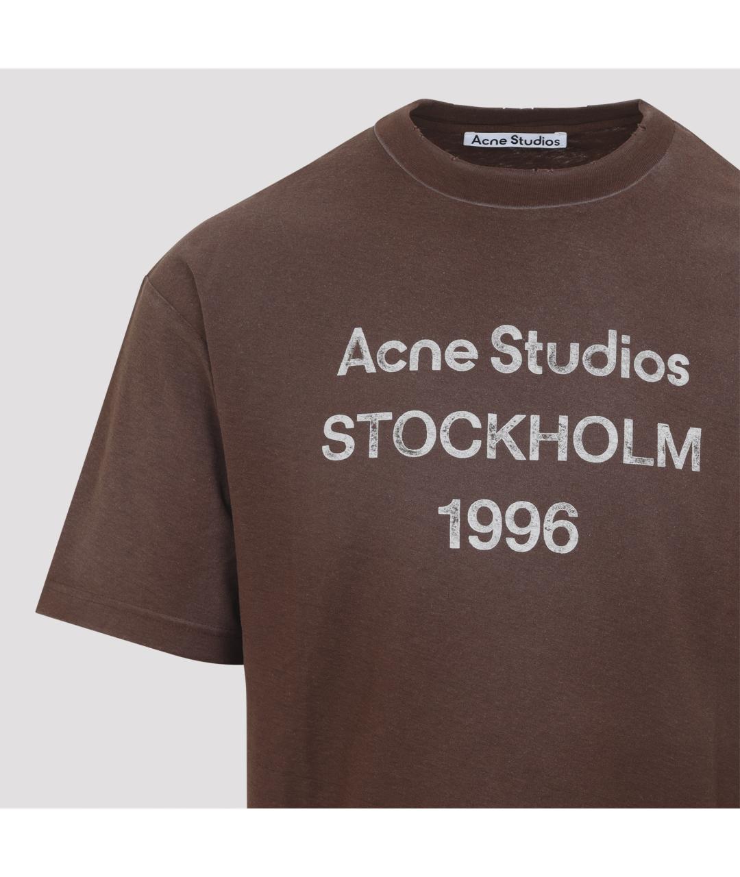 ACNE STUDIOS Коричневая хлопковая футболка, фото 4