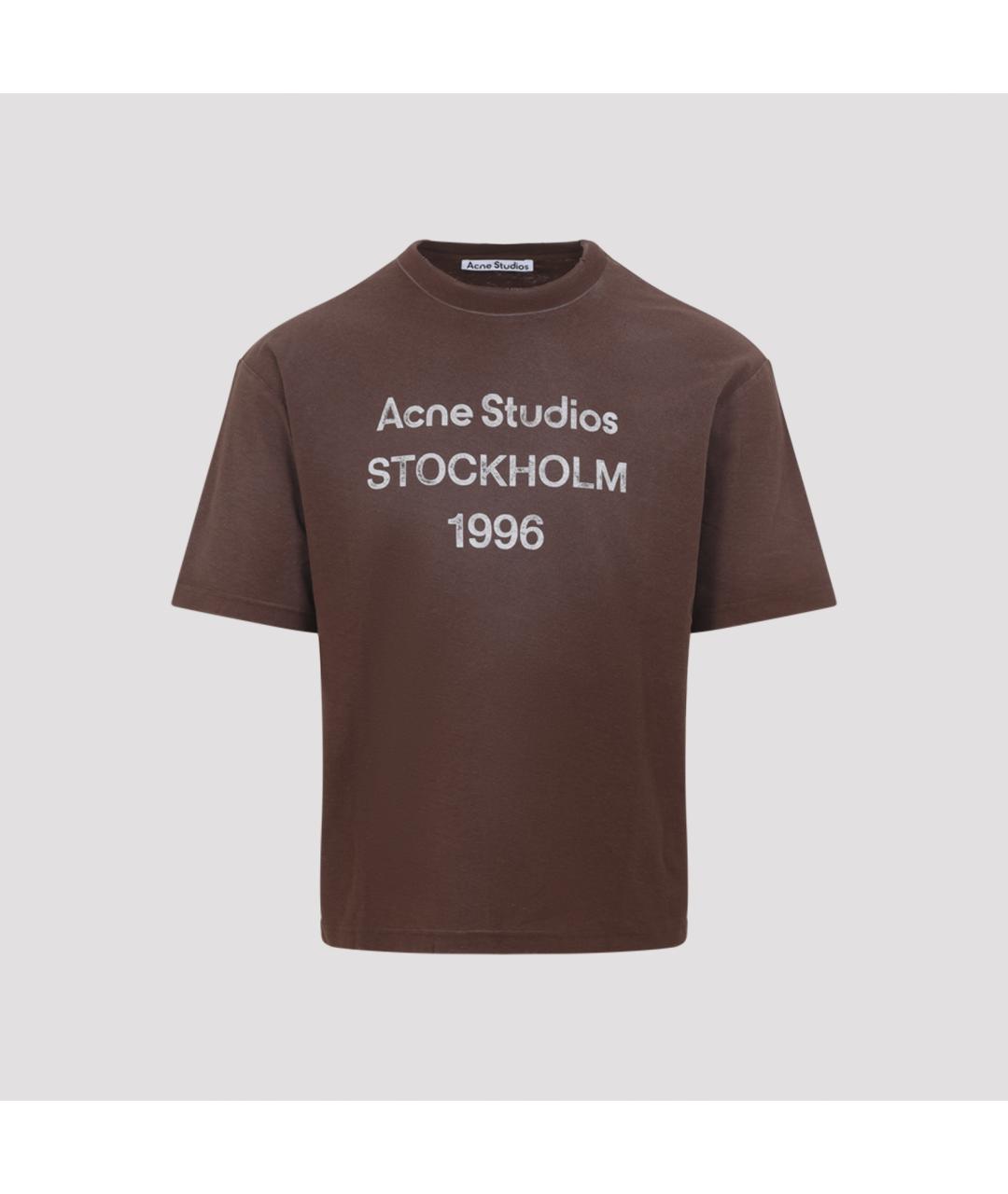 ACNE STUDIOS Коричневая хлопковая футболка, фото 2
