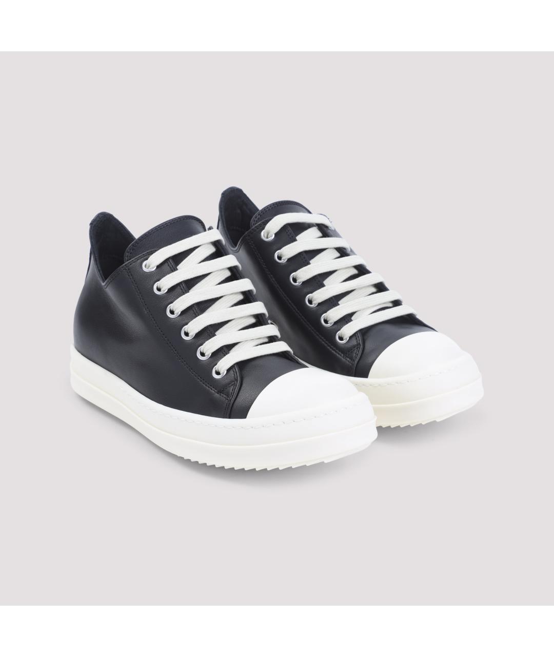RICK OWENS Черные кожаные кроссовки, фото 4
