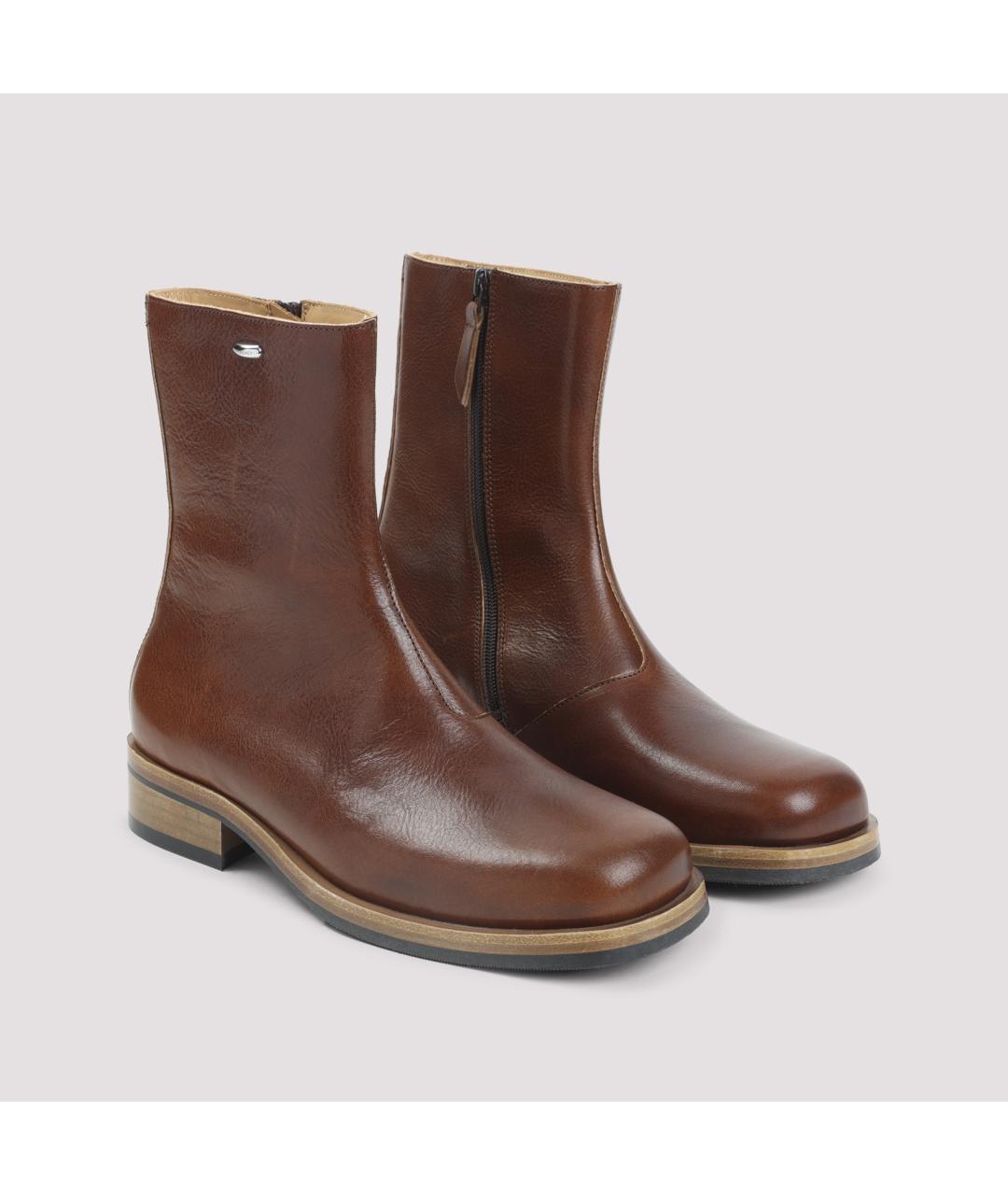 OUR LEGACY Коричневые кожаные низкие ботинки, фото 4