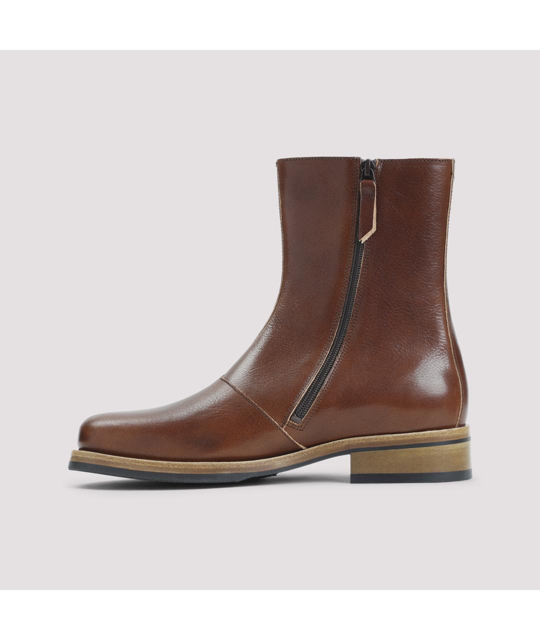 OUR LEGACY Коричневые кожаные низкие ботинки, фото 3