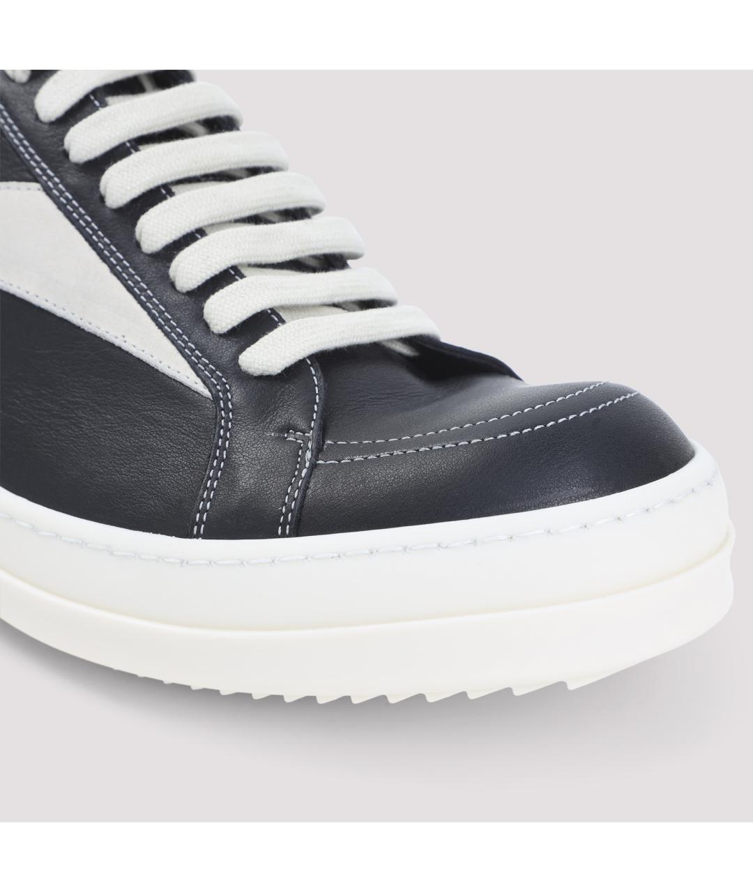 RICK OWENS Черные кожаные низкие кроссовки / кеды, фото 5