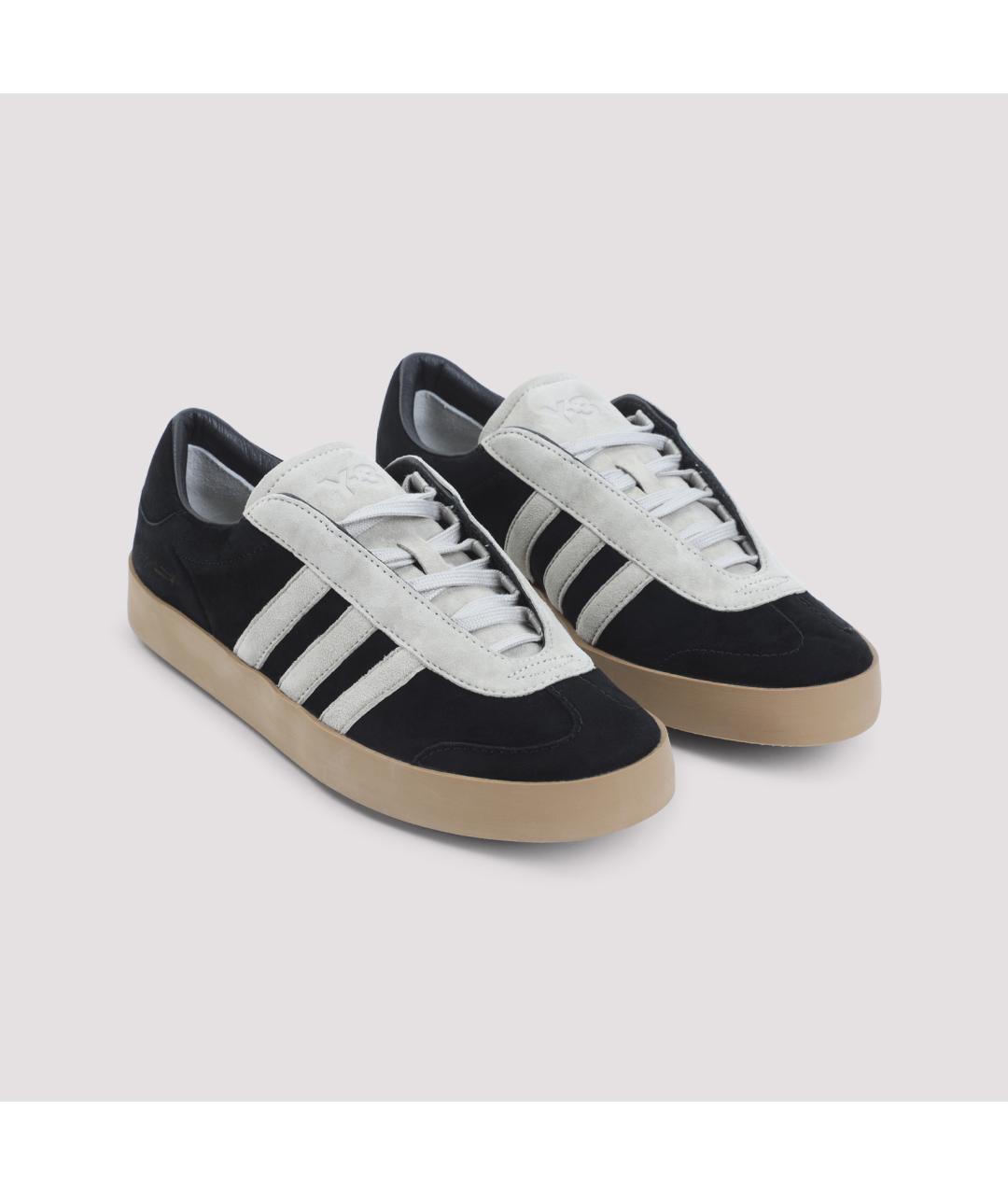 Y-3 Черные кожаные низкие кроссовки / кеды, фото 4