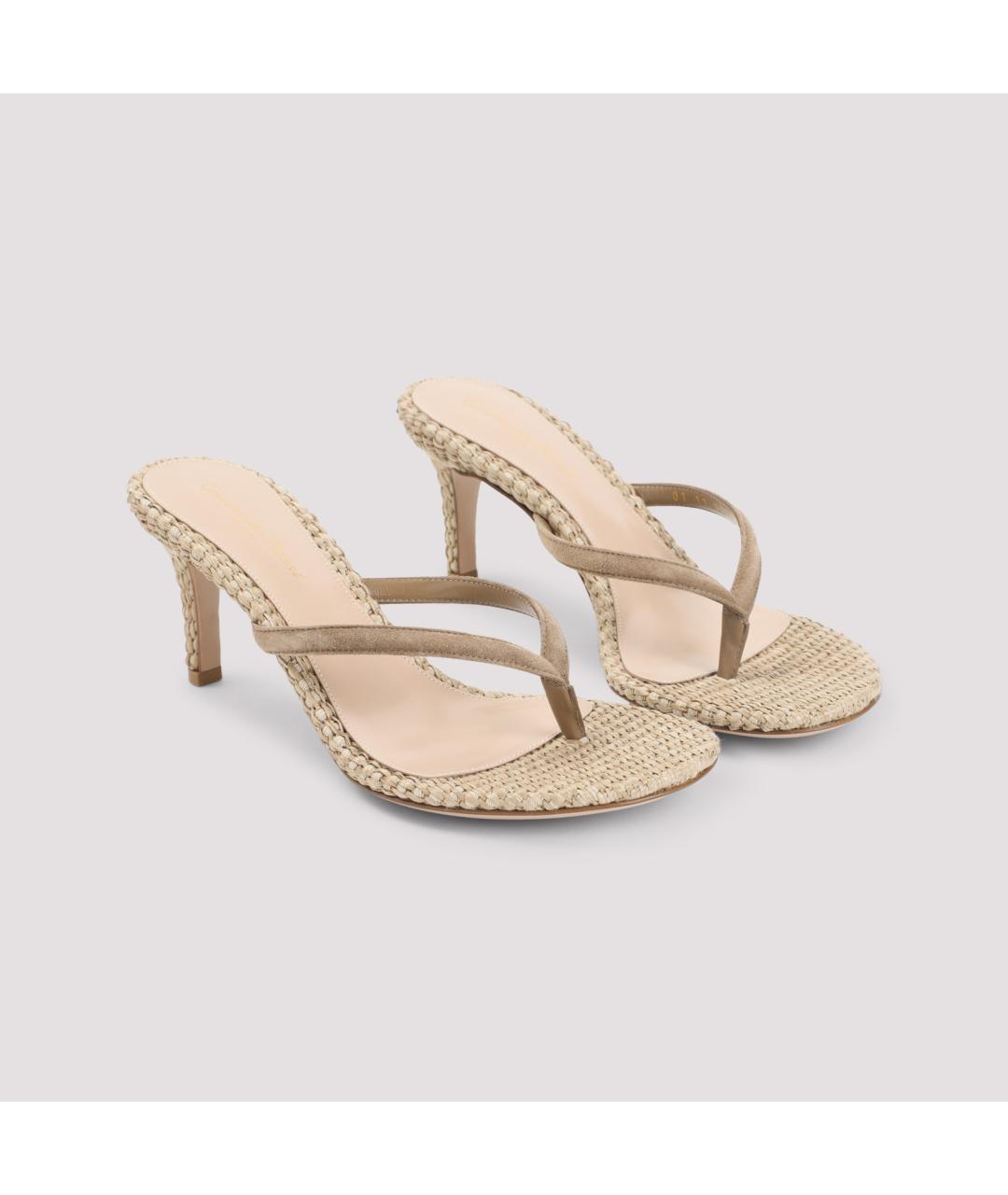 GIANVITO ROSSI Бежевые кожаные босоножки, фото 4