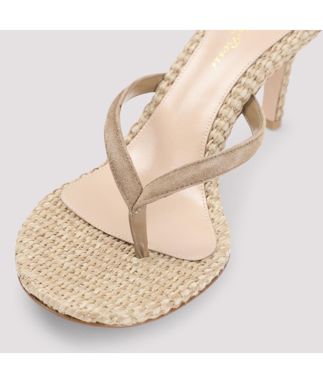 GIANVITO ROSSI Бежевые кожаные босоножки, фото 5