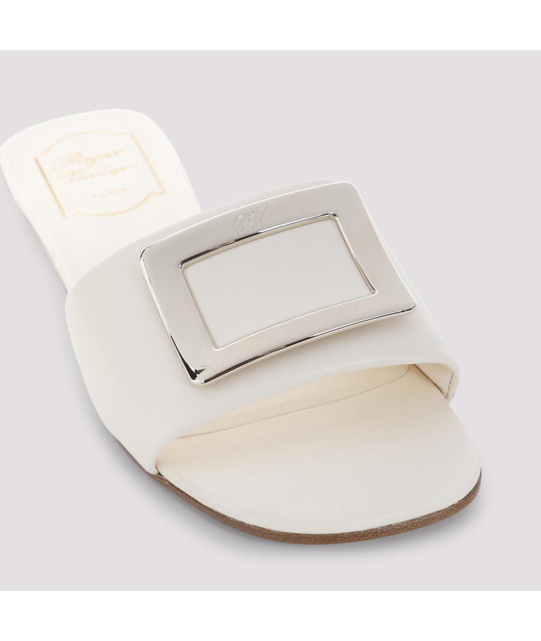 ROGER VIVIER Бежевые кожаные сандалии, фото 5