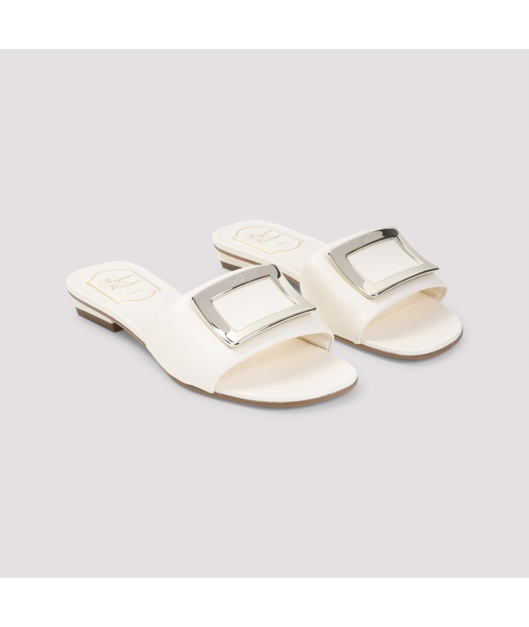 ROGER VIVIER Бежевые кожаные сандалии, фото 4