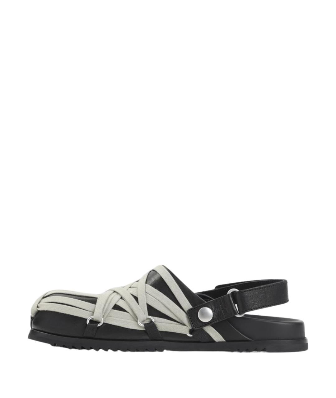 RICK OWENS Черные кожаные мюли, фото 2