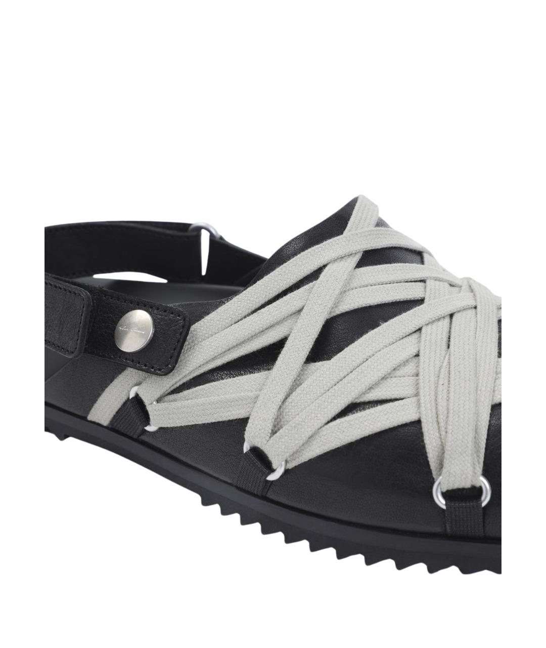 RICK OWENS Черные кожаные мюли, фото 4