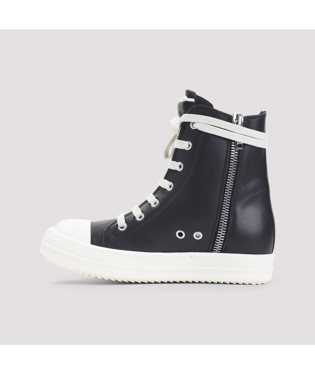 RICK OWENS Черные кожаные кеды, фото 4