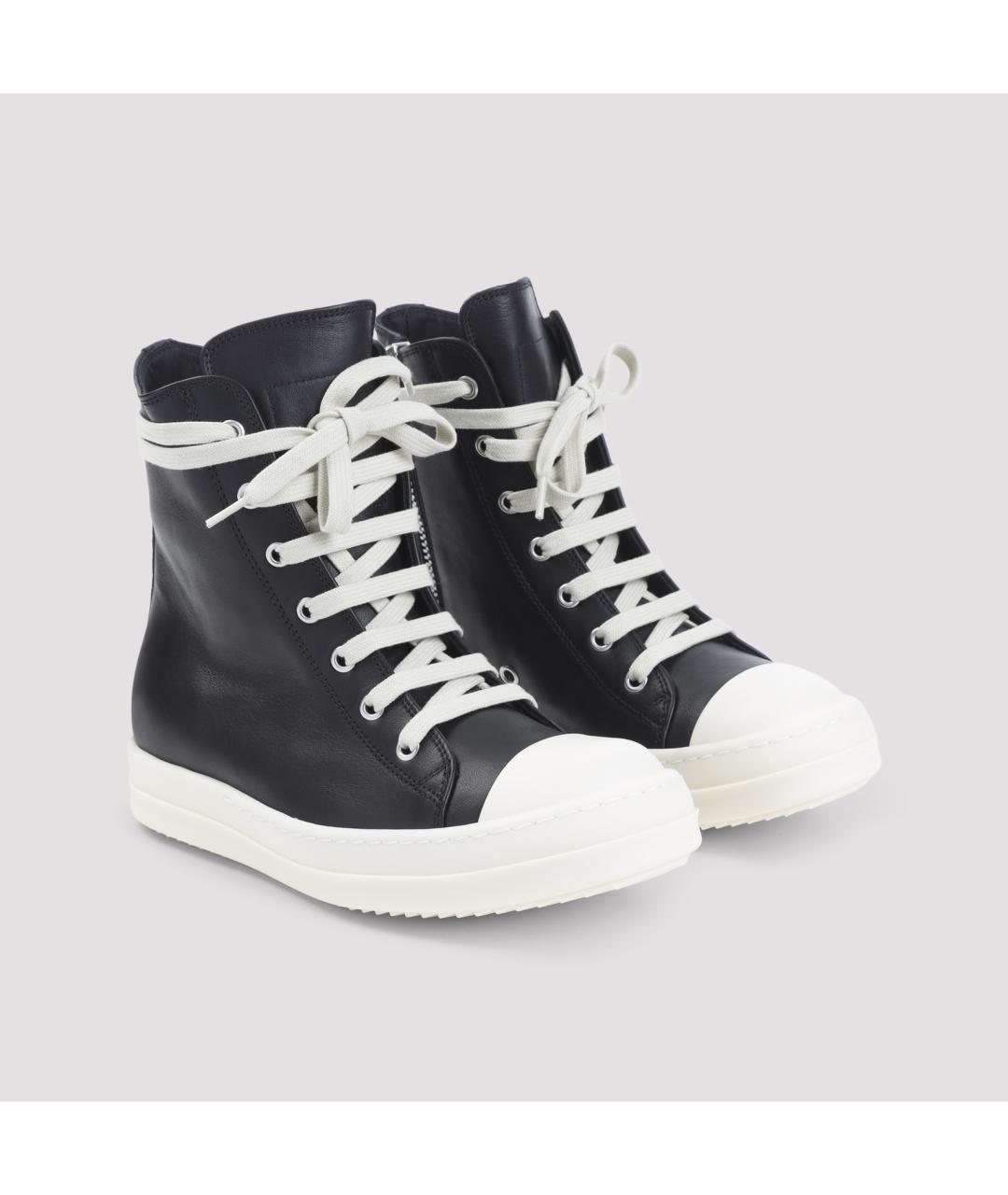 RICK OWENS Черные кожаные кеды, фото 5