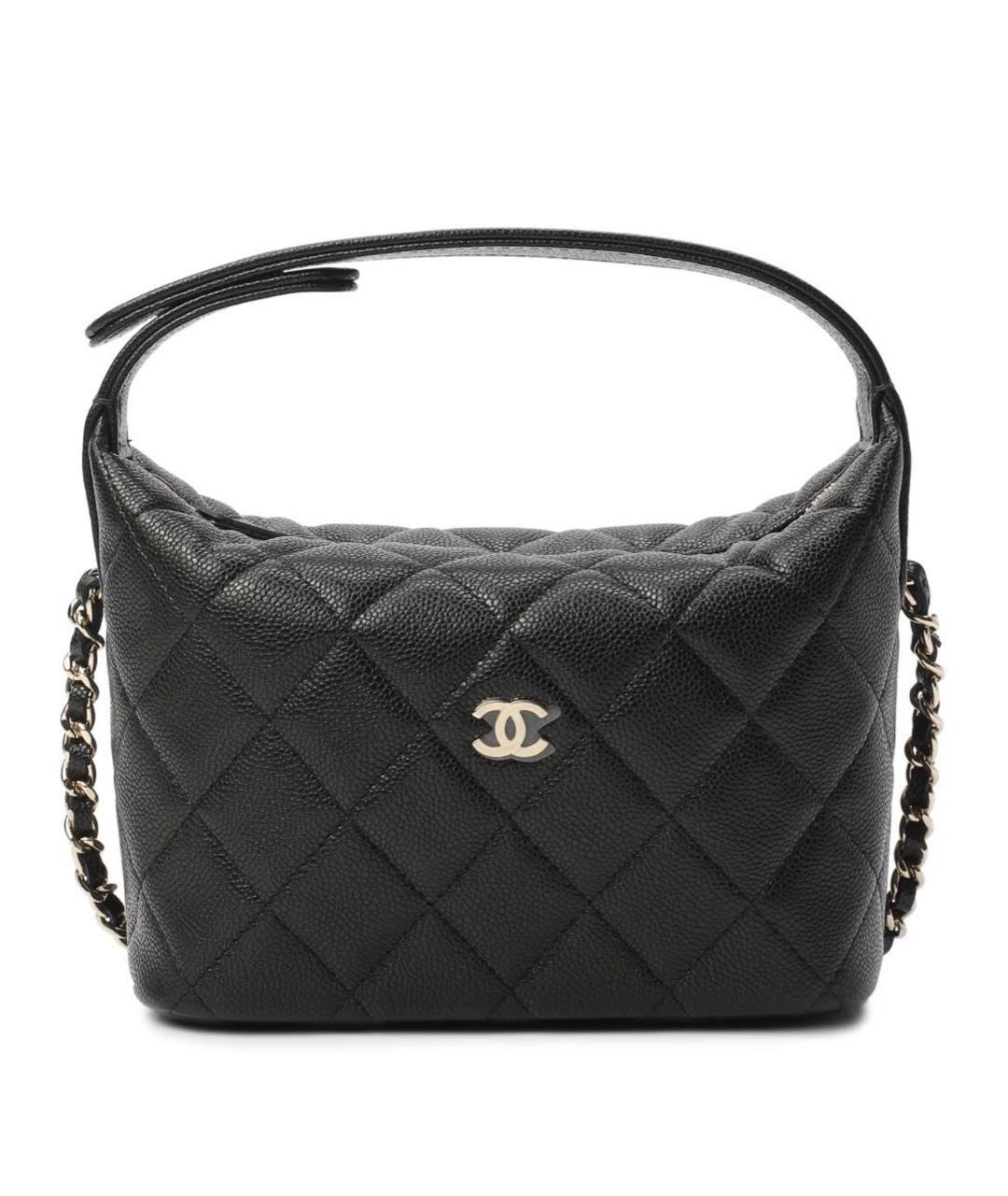 CHANEL Черная кожаная сумка с короткими ручками, фото 1