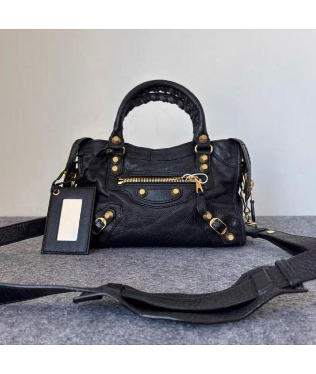 BALENCIAGA Черная кожаная сумка через плечо, фото 2