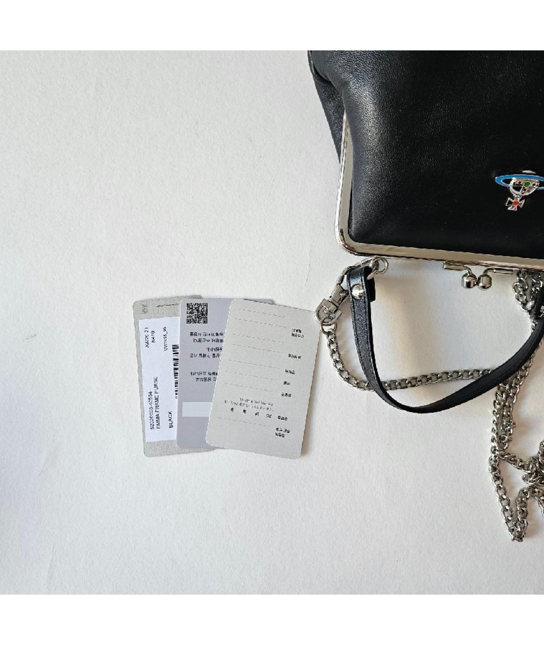 VIVIENNE WESTWOOD Черная кожаная сумка с короткими ручками, фото 3