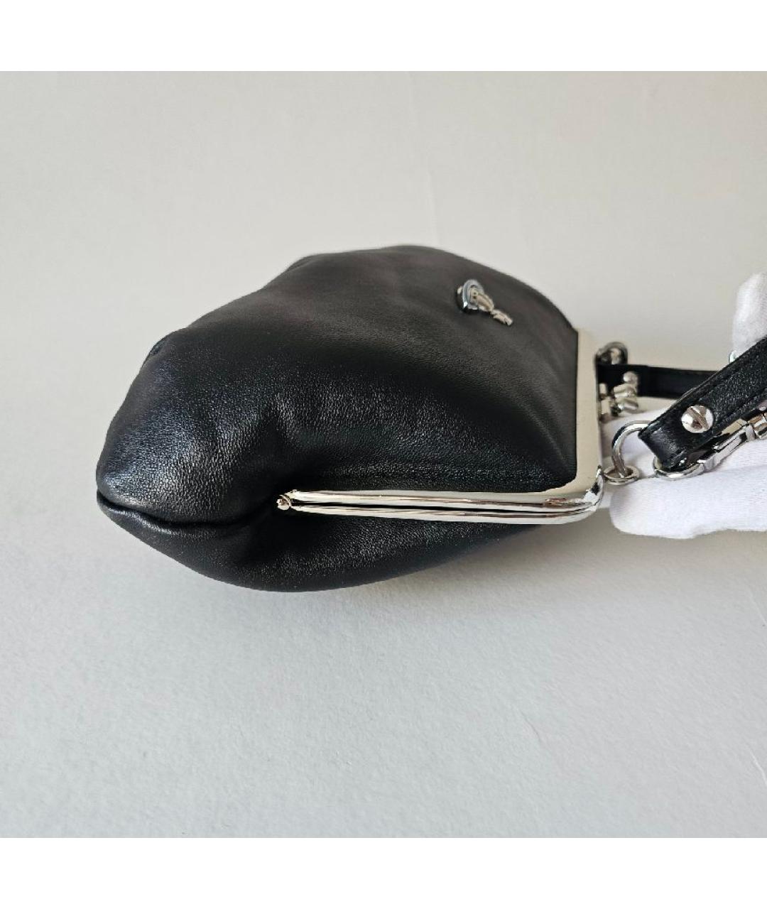 VIVIENNE WESTWOOD Черная кожаная сумка с короткими ручками, фото 4