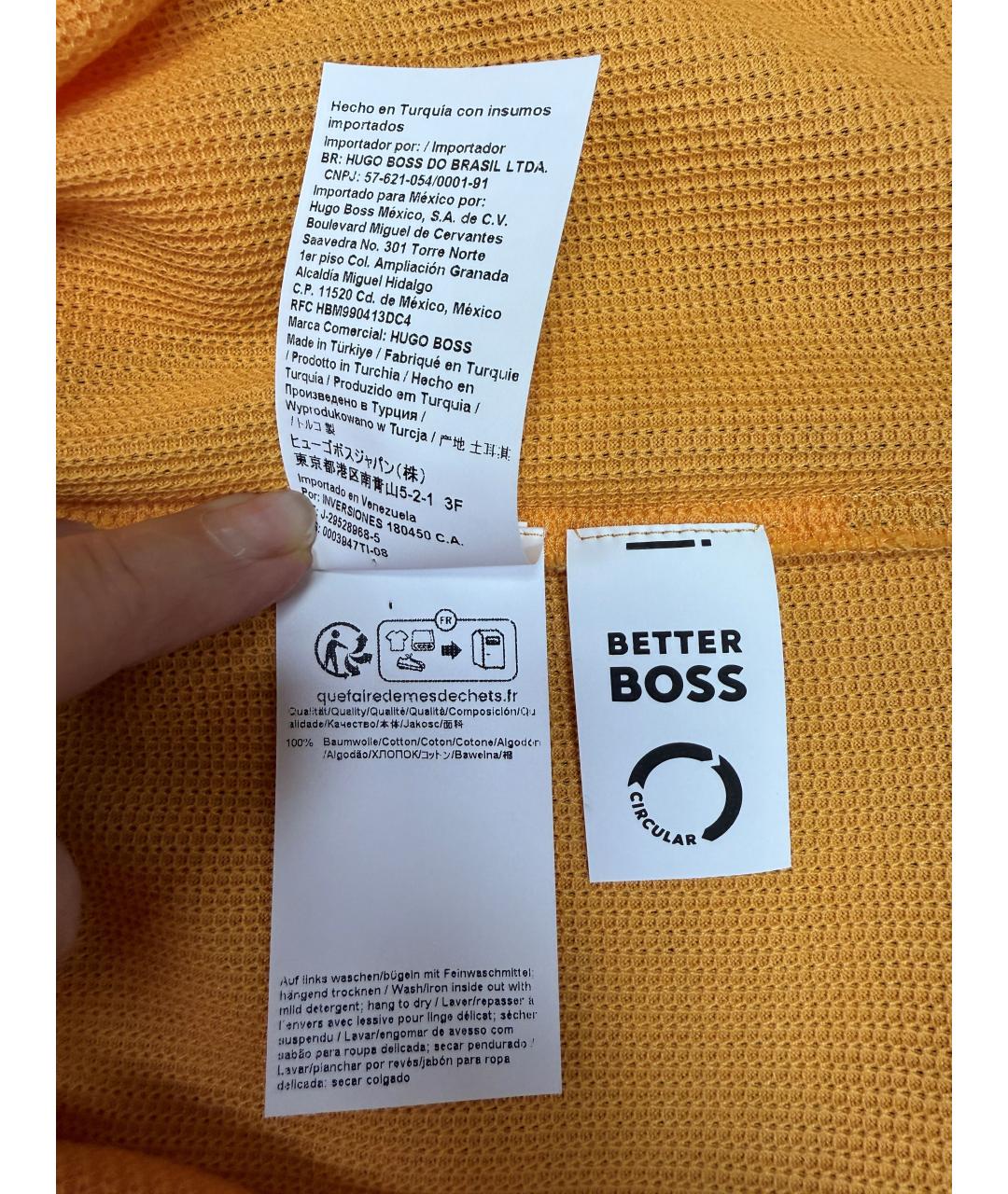 HUGO BOSS Желтая хлопковая футболка, фото 5