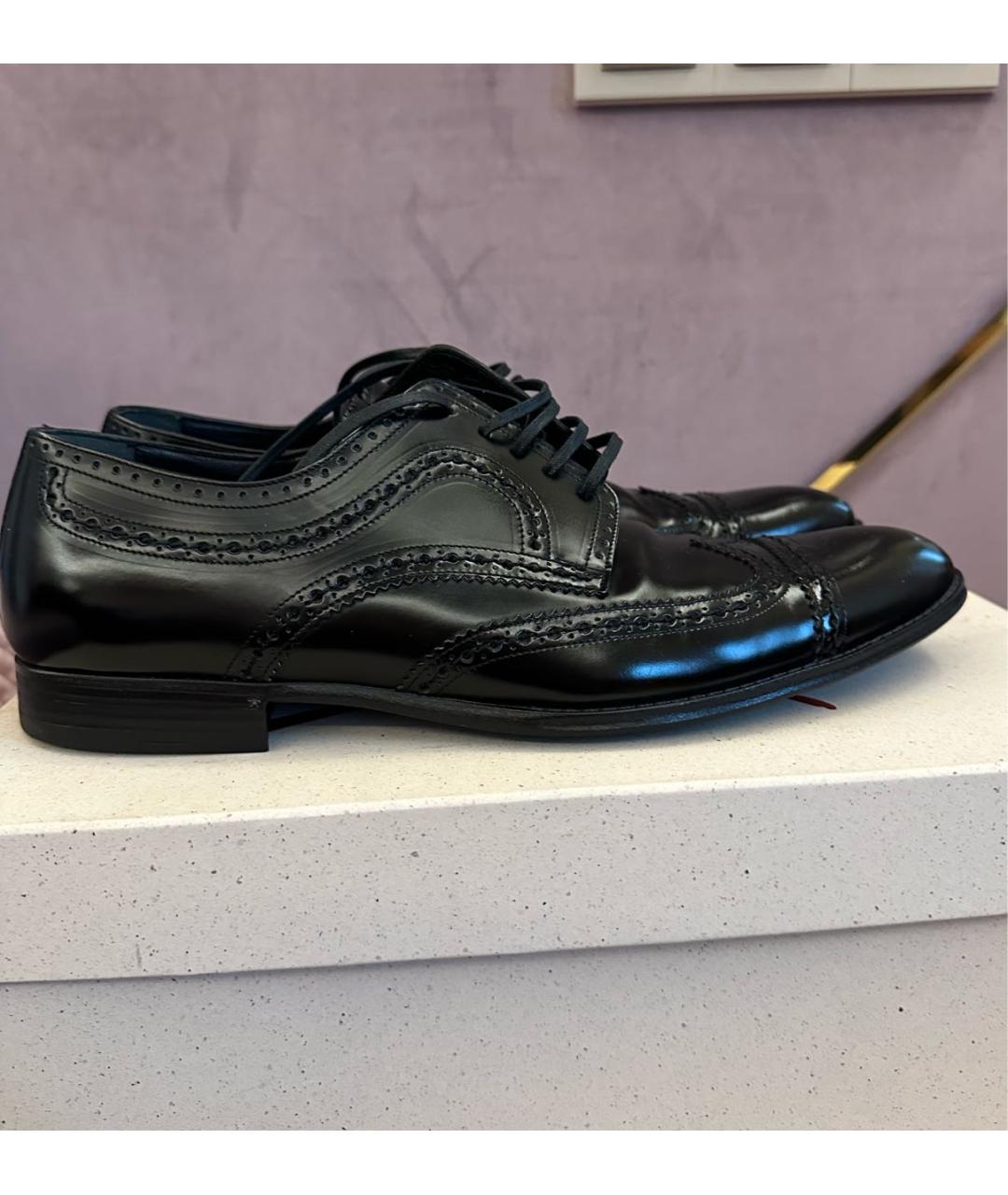 DOLCE&GABBANA Черные кожаные туфли, фото 3