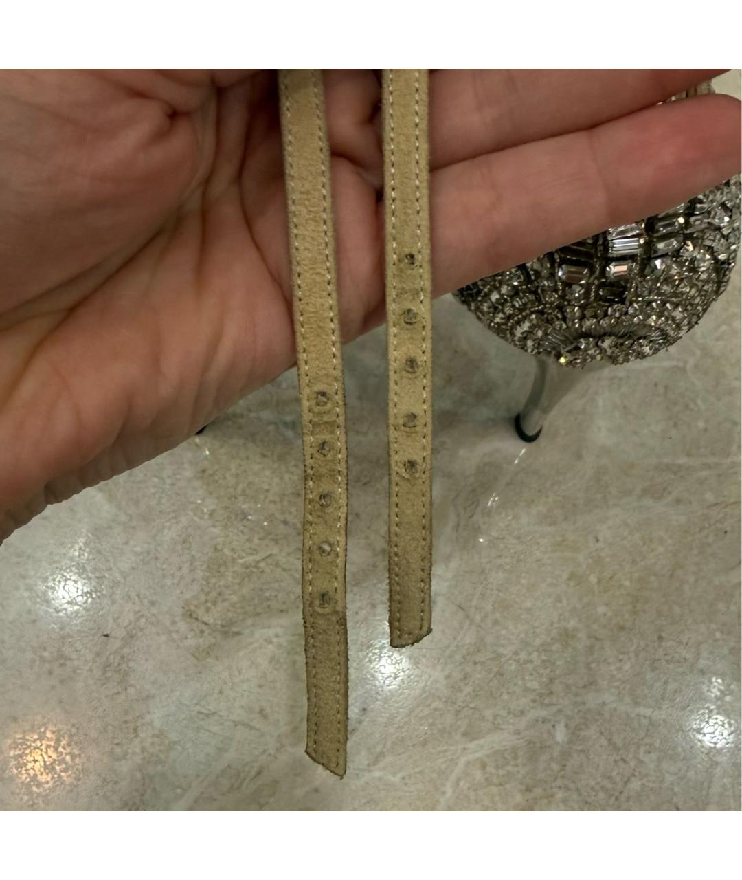 GIORGIO ARMANI Бежевые нубуковые босоножки, фото 8