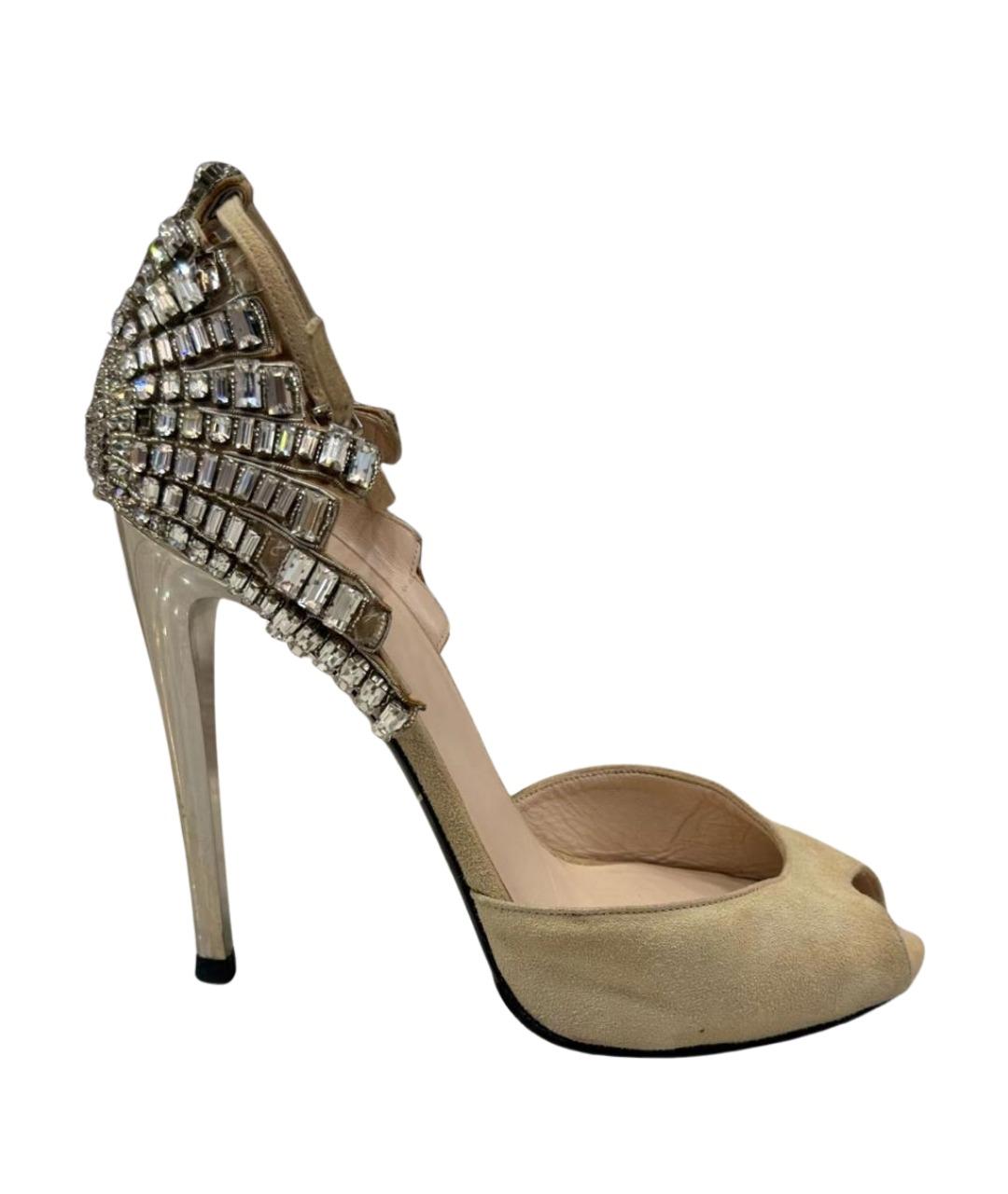 GIORGIO ARMANI Бежевые нубуковые босоножки, фото 1