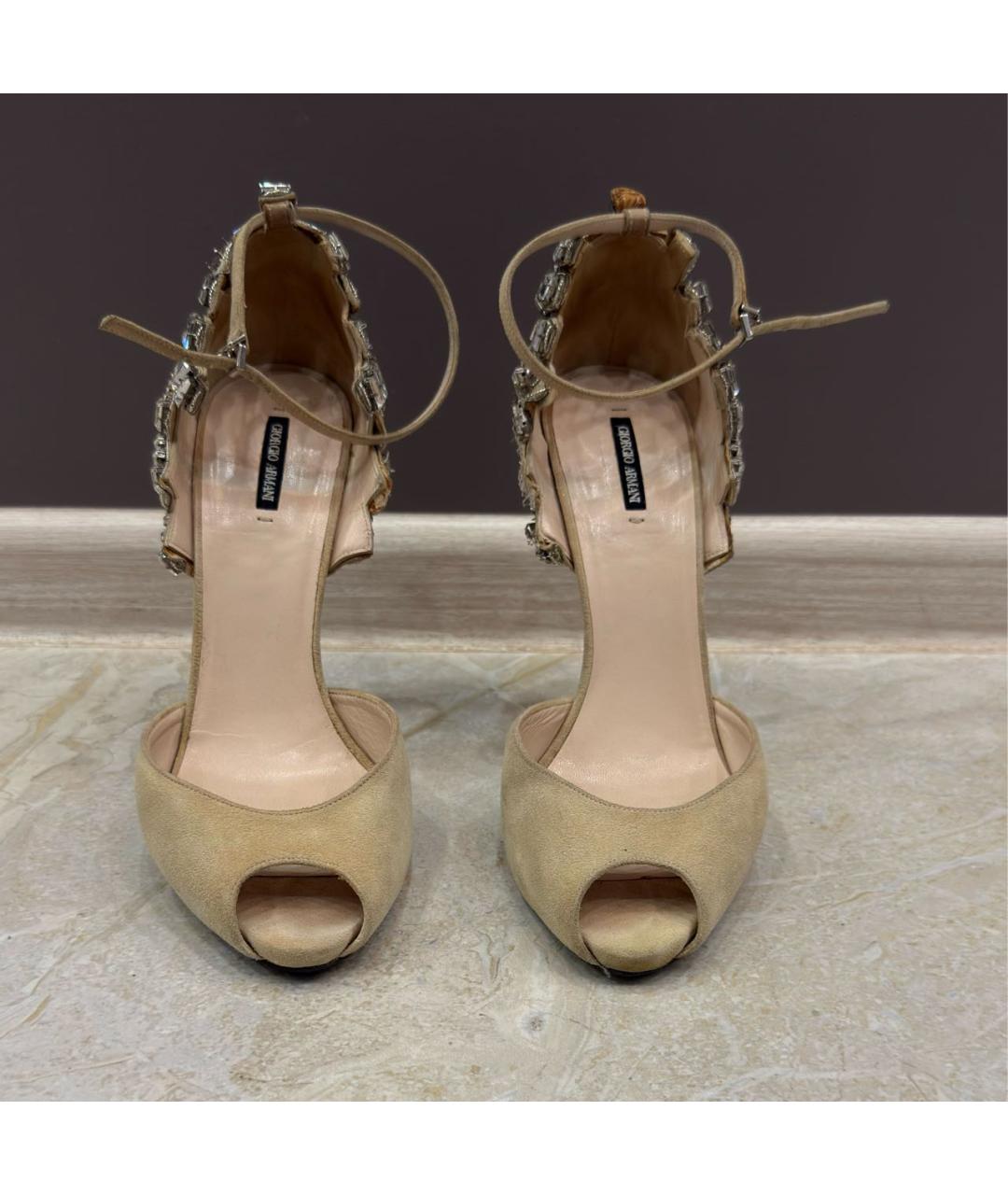 GIORGIO ARMANI Бежевые нубуковые босоножки, фото 2
