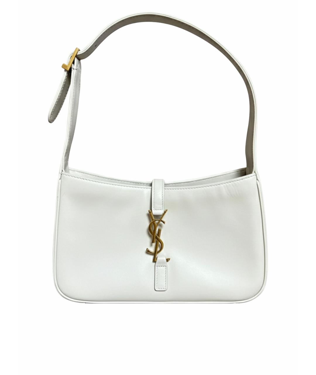 SAINT LAURENT Белая кожаная сумка с короткими ручками, фото 1