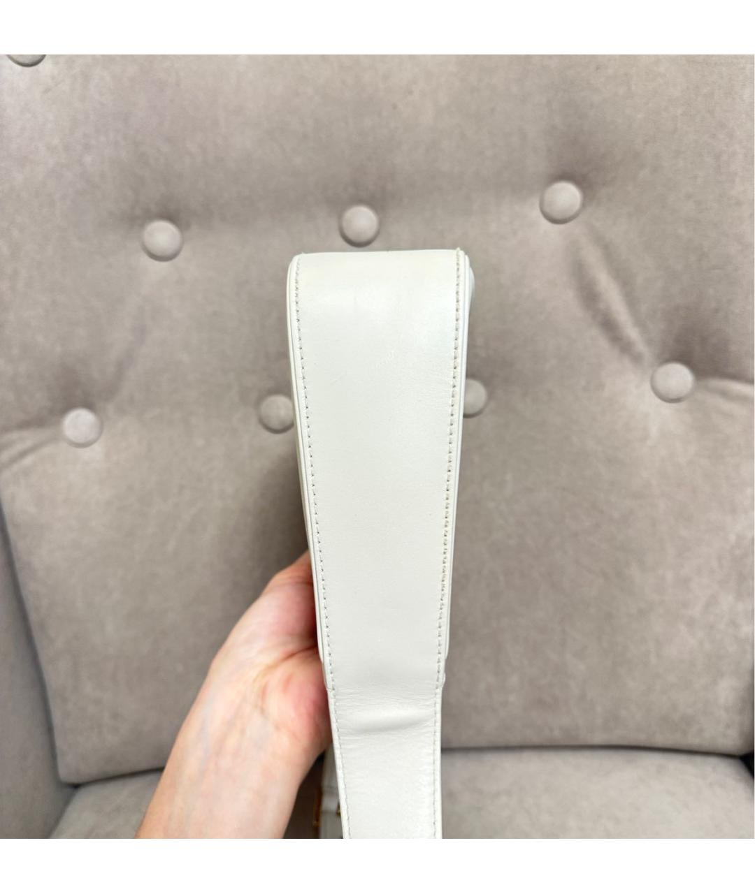 SAINT LAURENT Белая кожаная сумка с короткими ручками, фото 5