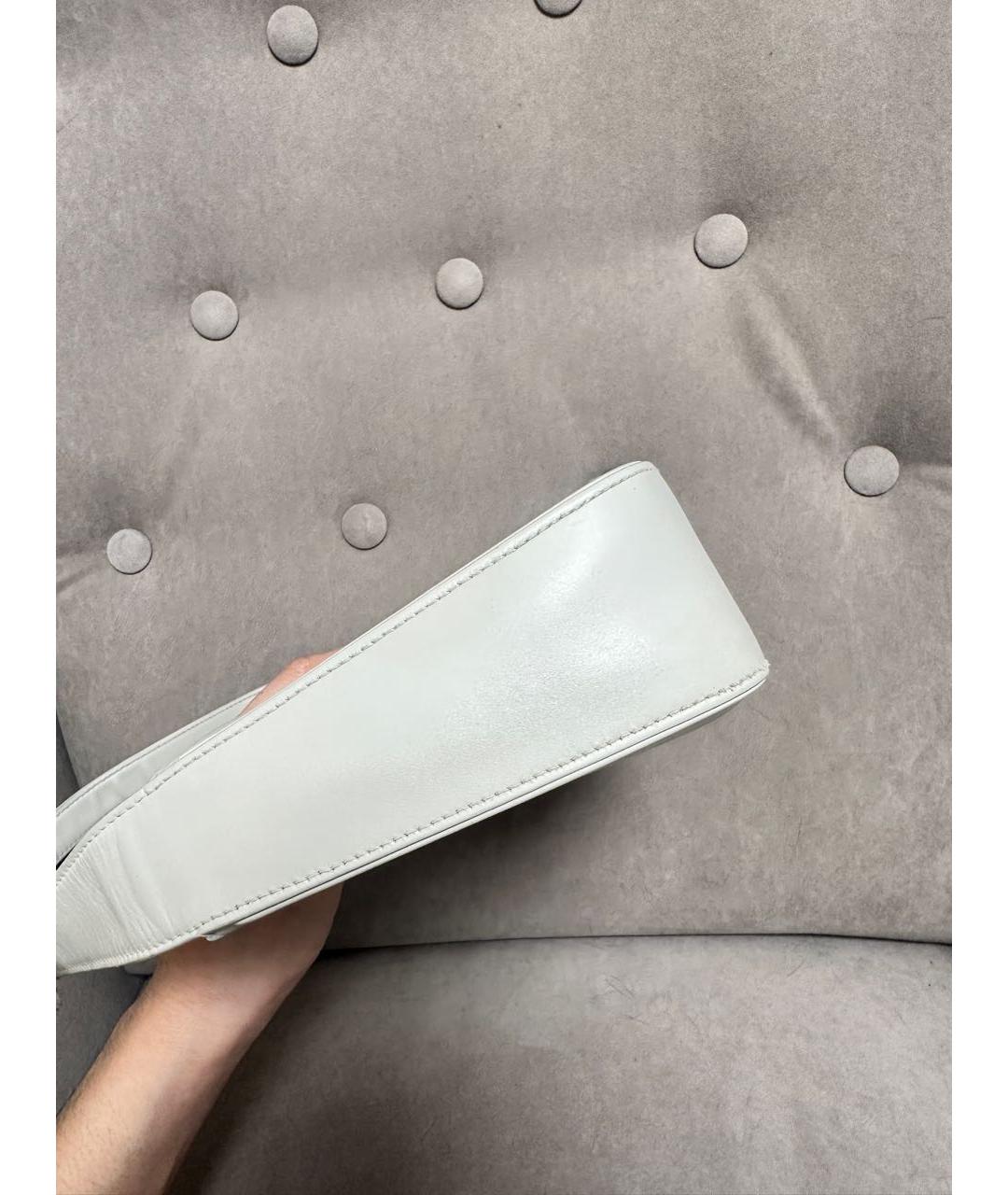 SAINT LAURENT Белая кожаная сумка с короткими ручками, фото 6