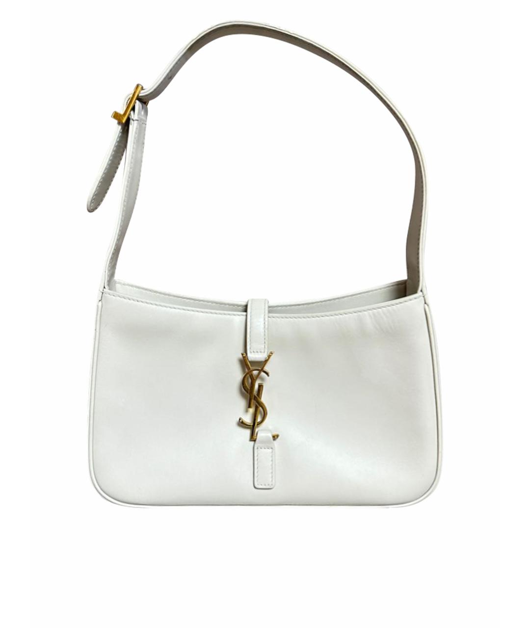 SAINT LAURENT Белая кожаная сумка с короткими ручками, фото 9