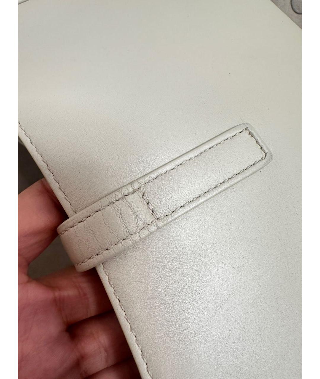 SAINT LAURENT Белая кожаная сумка с короткими ручками, фото 8