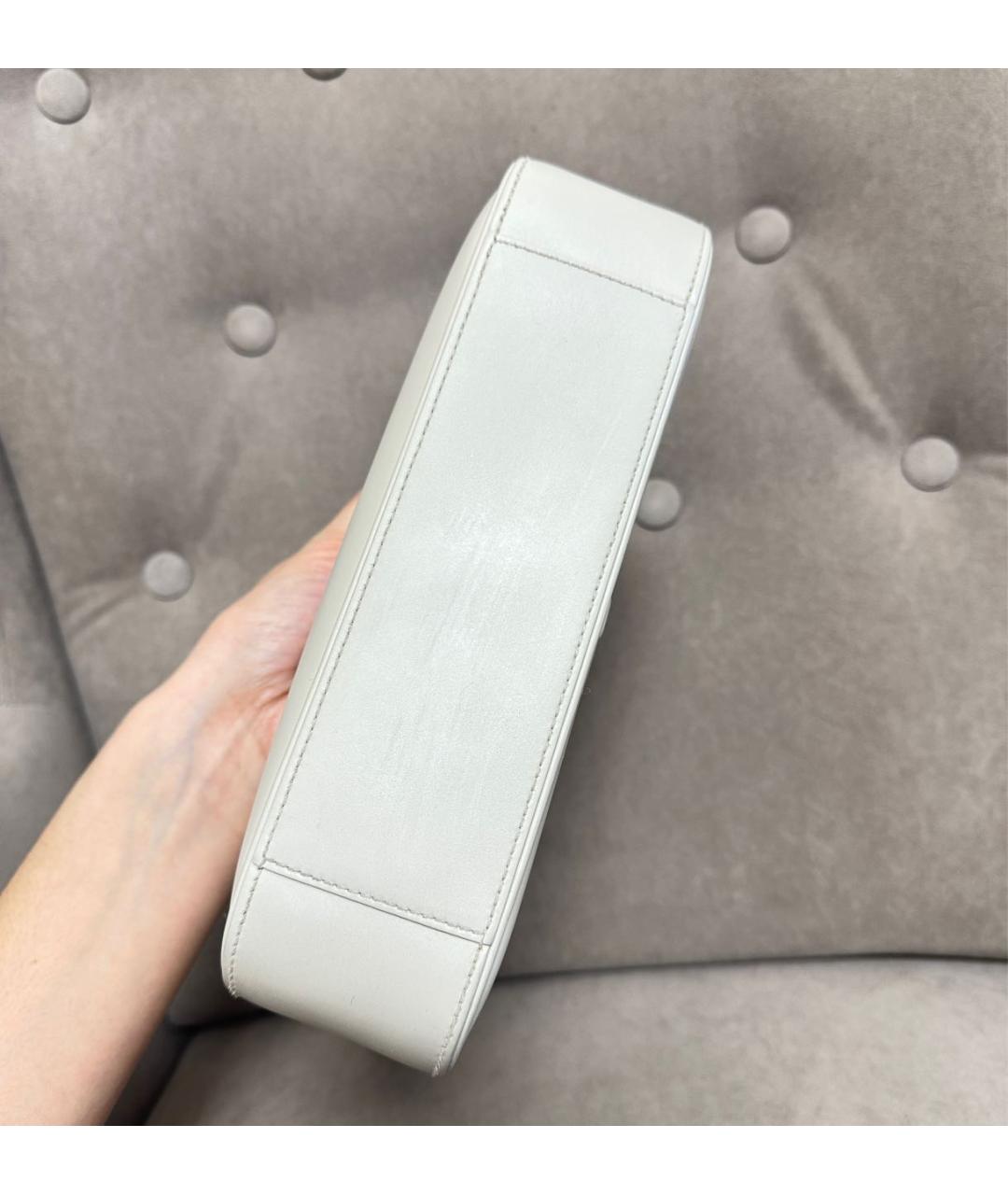 SAINT LAURENT Белая кожаная сумка с короткими ручками, фото 4